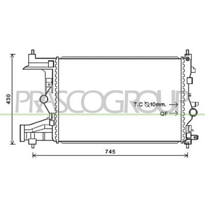 Imagem de PRASCO DW040R002 Radiador, arrefecimento do motor Alumínio 580mm 396mm 23mm com acoplamentos rápidos Aletas de refrigeração unidas mecanicamente