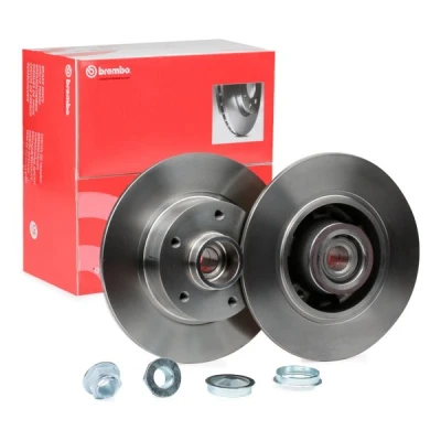 Imagem de BREMBO 08.B391.37 Disco de travão 260 8 5 cheio com anel sensor do ABS, parafusos, jogo rolamentos roda RENAULT: Megane 4