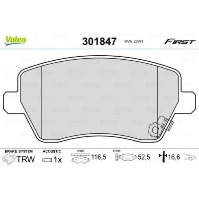 Imagem de VALEO 301847 Jogo de pastilhas para travão disco FIRST Eixo dianteiro incl. contacto aviso desgaste sem chapa anti ruído SUZUKI: SWIFT 3