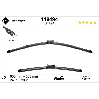 Imagem de Escova do limpa vidros Swf 119494 à frente plana VOLVO: XC40