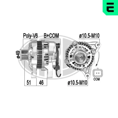 Imagem de ERA 209386A Alternador 14V 80A CITROËN: C3 I Hatchback, C2 PEUGEOT: 207 Hatchback