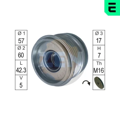 Imagem de ERA ZN5508 Polia Roda Livre do Alternador OPEL: Vectra B Sedan, Astra G Caravan, Zafira A, ALFA ROMEO: 159 Sportwagon, SAAB: 9 3 Carrinha