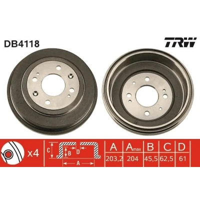 Imagem de TRW DB4118 Tambor de Travão ROVER: 45 Sedan