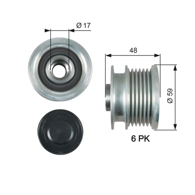 Imagem de GATES OAP7178 Polia Roda Livre do Alternador 48 FleetRunner Micro V Stretch Fit OPEL: Insignia A Sedan