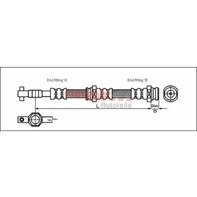 Imagem de METZGER 4113304 Mangueira de Travão 536 MAZDA: 626 III Hatchback