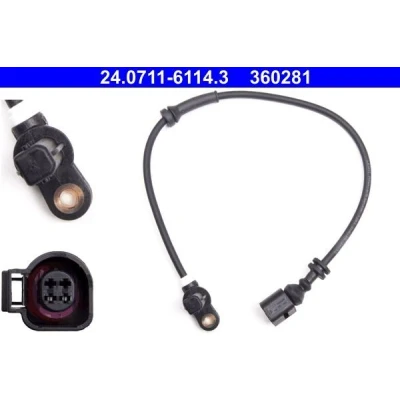 Imagem de ATE 24.0711 6114.3 Sensor de ABS 479 não preparado para indicador aviso desgaste VOLKSWAGEN: Sharan I, SEAT: Alhambra FORD: Galaxy Mk1 MPV