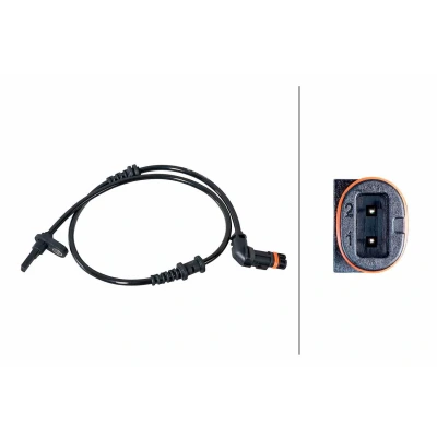 Imagem de HELLA 6PU 358 252 031 Sensor de ABS com ganchos fixação no cabo Hall 2pólos 610mm MERCEDES BENZ: Classe A