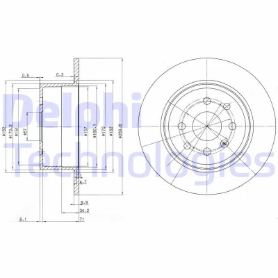 Imagem de DELPHI BG2637 Disco de travão 270 10 4 cheio oleado não tratado sem o rolamento da roda, anel sensor do ABS OPEL: Vectra A Sedan