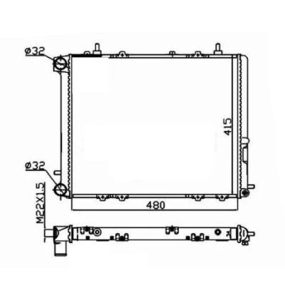 Imagem de NRF 507352A Radiador, arrefecimento do motor Alumínio 480 378 34 FULL KIT Aletas de refrigeração unidas mecanicamente RENAULT: Trafic I Van