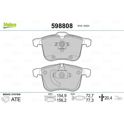 Imagem de VALEO 598808 Jogo de pastilhas para travão disco Eixo dianteiro excl. contacto aviso desgaste com chapa anti ruído OPEL: Vectra C Sedan