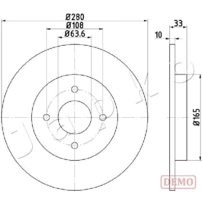 Imagem de JAPKO Disco de travão FORD: Focus Mk1 Hatchback, Carrinha 280mm 10,2mm 4 cheio pintado 610304C 2M5V2A315AA,2M5V2A315AB,4324591,4411312