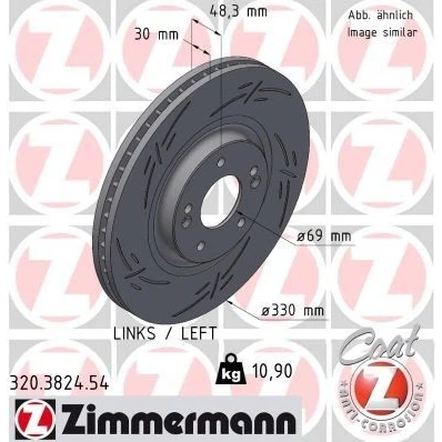 Imagem de ZIMMERMANN Disco de travão KIA: Optima / K5 Sportswagon 330mm 30mm 7/5 5furos 114mm interior ventilado, fendido revestido 320.3824.54 51712D4800