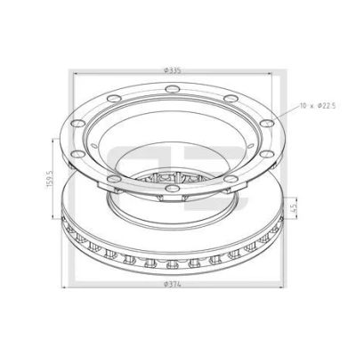 Imagem de PETERS ENNEPETAL 046.380 00A Disco de travão 374 45 10 335 interior ventilado