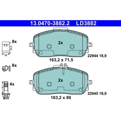 Imagem de ATE 13.0470 3882.2 Jogo de pastilhas para travão disco MERCEDES BENZ: Classe A, A Sedan, GLB