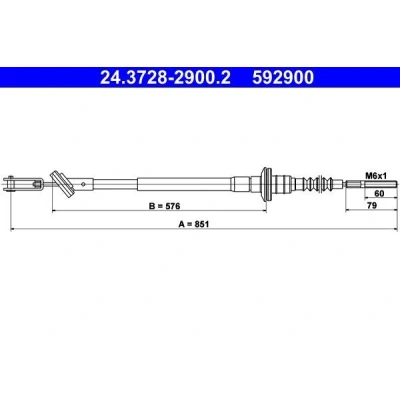 Imagem de ATE 24.3728 2900.2 Cabo de Embreagem CHEVROLET: Matiz, DAEWOO: Matiz I Hatchback, Van