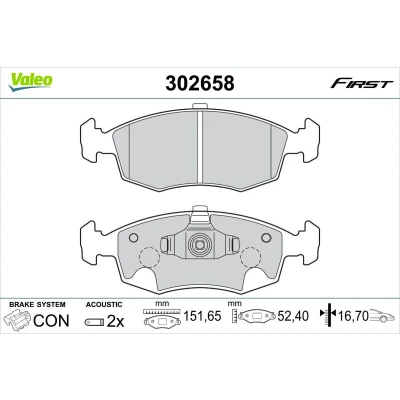 Imagem de VALEO 302658 Jogo de pastilhas para travão disco Eixo dianteiro incl. contacto aviso desgaste com chapa anti ruído FIAT: 500 Hatchback