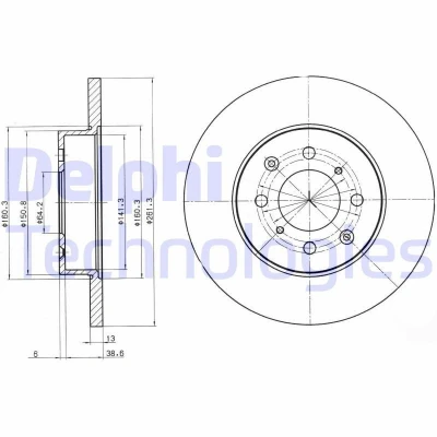 Imagem de DELPHI BG3262 Disco de travão 262 13 4 cheio oleado não tratado sem o rolamento da roda, anel sensor do ABS ROVER: 25 Hatchback, 400 Sedan