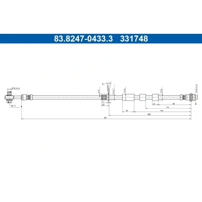 Imagem de ATE 83.8247 0433.3 Mangueira de Travão 431mm M10x1,5mm