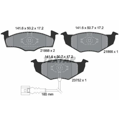 Imagem de TEXTAR 2186801 Jogo de pastilhas para travão disco com contacto avisador desgaste integrado VOLKSWAGEN: Polo IV Hatchback, Sedan