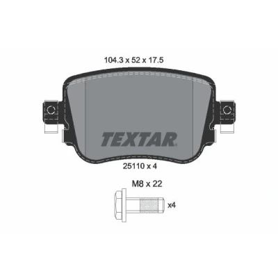 Imagem de TEXTAR 2511003 Jogo de pastilhas para travão disco não preparado indicador aviso desgaste com parafusos pinça
