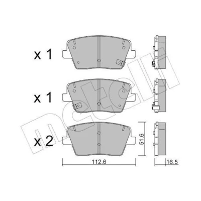 Imagem de METELLI 22 1242 0 Jogo de pastilhas para travão disco com avisador sonoro desgaste HYUNDAI: i30 III Hatchback, Kauai / Kona SUV