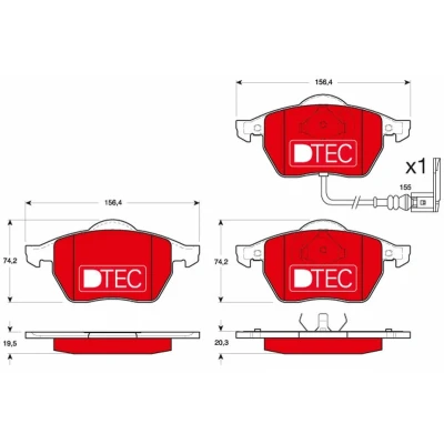 Imagem de TRW DTEC COTEC GDB1403DTE Jogo de pastilhas para travão disco incl. contacto aviso desgaste VOLKSWAGEN: Golf 4, 5, Polo IV Hatchback