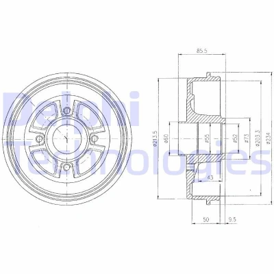 Imagem de DELPHI BF380 Tambor de Travão sem anel sensor do ABS, o rolamento da roda 225 RENAULT: LAGUNA 1 Grandtour,