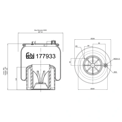 Imagem de FEBI BILSTEIN 177933 Fole, suspensão pneumática