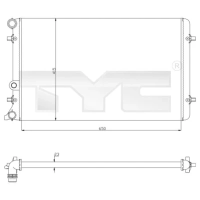 Imagem de TYC 702 0033 Radiador, arrefecimento do motor 650 415 23 Aletas de refrigeração unidas mecanicamente VOLKSWAGEN: Golf 4, Bora Sedan, 4 Variant