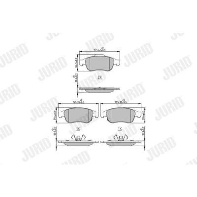 Imagem de JURID 573766J Jogo de pastilhas para travão disco com avisador sonoro desgaste grampo do êmbolo sem acessórios JEEP: Renegade SUV