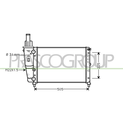 Imagem de PRASCO FT132R001 Radiador, arrefecimento do motor Alumínio 435 322 23 Aletas de refrigeração unidas mecanicamente FIAT: Punto I Hatchback, LANCIA: Y