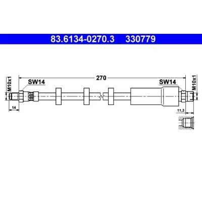 Imagem de ATE 83.6134 0270.3 Mangueira de Travão 270 M10x1