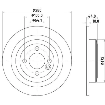 Imagem de HELLA PRO 8DD 355 122 971 Disco de travão 280 10 04/05 100 cheio revestido sem pernos fixação da roda, cubo roda MINI: Hatchback, Clubman