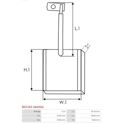 Imagem de AS PL BSX135 145(IKA) Escova de carvão, motor arranque 7,90mm 24,90mm 16,60mm