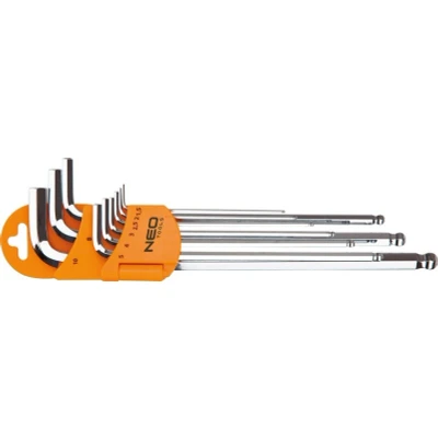 Imagem de NEO TOOLS 09 525 Kit de chaves parafusos angulares 1.5 mm, 2 2.5 3 4 5 6 8 10 mm aço cromo vanádio 9