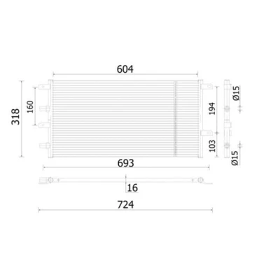 Imagem de MAHLE ORIGINAL AC 914 000S Condensador sem secador 15mm 604mm IVECO: Daily 6