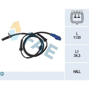 Imagem de FAE 78034 Sensor de ABS Eixo dianteiro Hall 2pólos 1130mm CITROËN: C3 I Hatchback