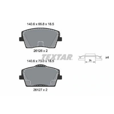 Imagem de TEXTAR 2612601 Jogo de pastilhas para travão disco não preparado indicador aviso desgaste com acessórios VOLVO: XC40