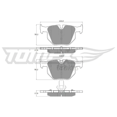 Imagem de TOMEX brakes TX 14 81 Jogo de pastilhas para travão disco Eixo traseiro preparado indicador aviso desgaste BMW: 5 Sedan, Touring