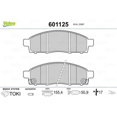 Imagem de VALEO 601125 Jogo de pastilhas para travão disco Eixo dianteiro incl. contacto aviso desgaste sem chapa anti ruído