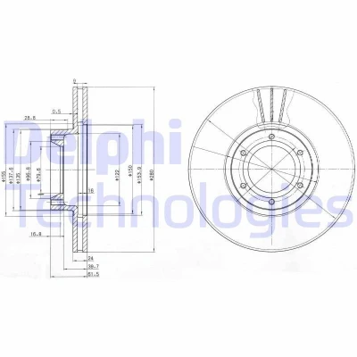Imagem de DELPHI BG3553 Disco de travão 280 24 6 ventilado oleado não tratado sem o rolamento da roda, anel sensor do ABS RENAULT: MASTER 2 Kasten