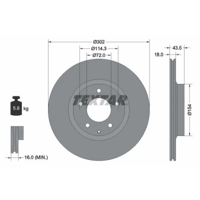 Imagem de TEXTAR PRO 92174503 Disco de travão 302 18 05/06 114,3 interior ventilado revestido sem pernos fixação da roda, cubo roda MAZDA: RX 8