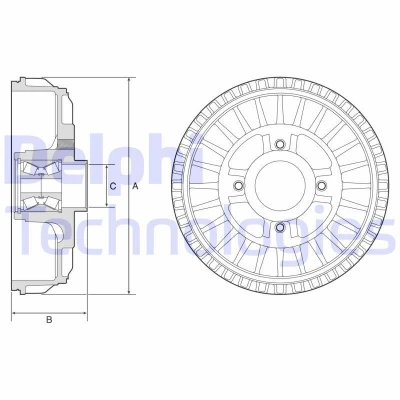 Imagem de DELPHI BFR622 Tambor de Travão sem anel sensor do ABS, com o rolamento da roda, chumaceira 262