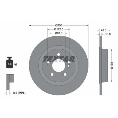 Imagem de TEXTAR PRO 92277503 Disco de travão 300 10 05/06 112 cheio revestido sem pernos fixação da roda, cubo roda