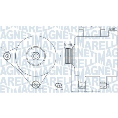 Imagem de MAGNETI MARELLI 063732056010 Alternador 14V 110A VOLKSWAGEN: Golf 5, SEAT: Leon II Hatchback, SKODA: Octavia Hatchback