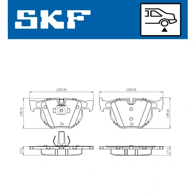 Imagem de SKF VKBP 90240 Jogo de pastilhas para travão disco preparado indicador aviso desgaste BMW: X6