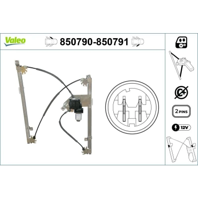 Imagem de Valeo Elevador de vidro à frente, lado esquerdo elétrico com motor sem função conforto 850790 RENAULT: CLIO 3