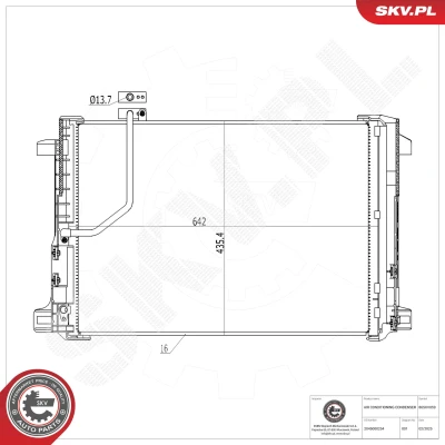 Imagem de ESEN SKV 86SKV059 Condensador sem secador Alumínio 642mm MERCEDES BENZ: Classe E Sedan, C Sedan