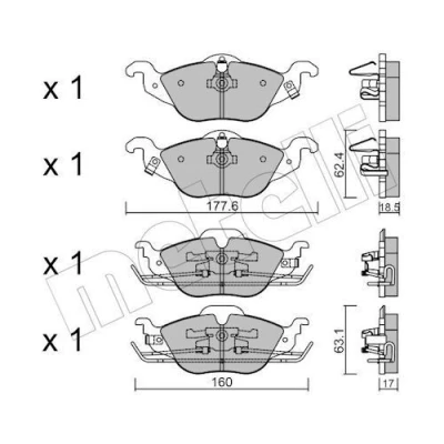 Imagem de METELLI 22 0257 0 Jogo de pastilhas para travão disco com avisador sonoro desgaste OPEL: Astra G CC, Caravan, Sedan