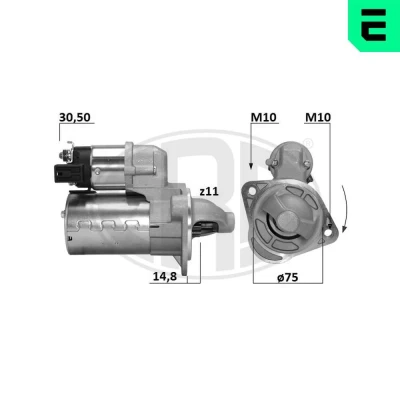 Imagem de ERA 221050A Motor de arranque 12V 0,9kW 11 30,50 75mm